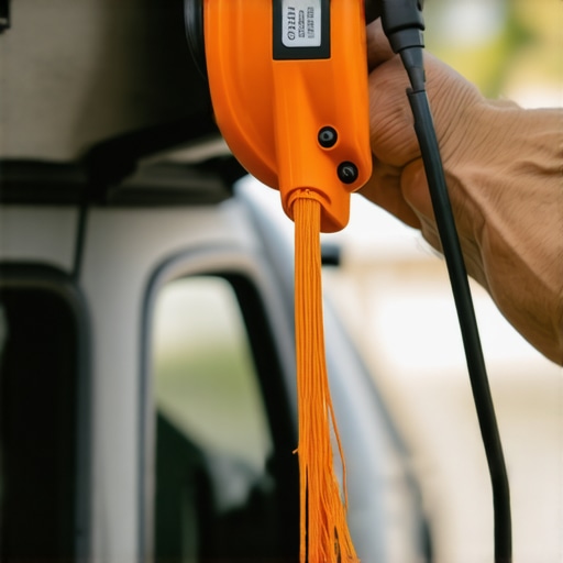 Using Weed Eater String to Clear Sunroof Drains A person inserting nylon string into a car sunroof drain to remove clogs and stop water leaks.