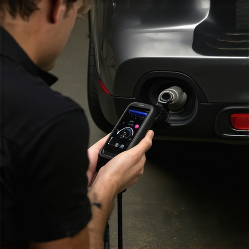 Automotive endoscope tool inspecting car body panels for leaks