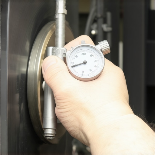 Mechanic measuring hub runout with a dial indicator to fix steering pull issues