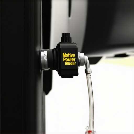 Using a Motive Power Bleeder for DIY Brake Service Motive Power Bleeder connected to a vehicle's brake reservoir for a one-person brake bleed.