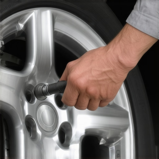 Close-up of a mechanic using a torque wrench on a car wheel to avoid snapping studs.