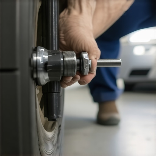 Using a Torque Wrench for Wheel Bearing Installation Mechanic precisely torquing an axle nut to prevent premature wheel bearing failure.