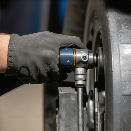 Using a Torque Wrench on a Hub Assembly A mechanic ensures proper torque on a wheel hub to prevent bearing failure.