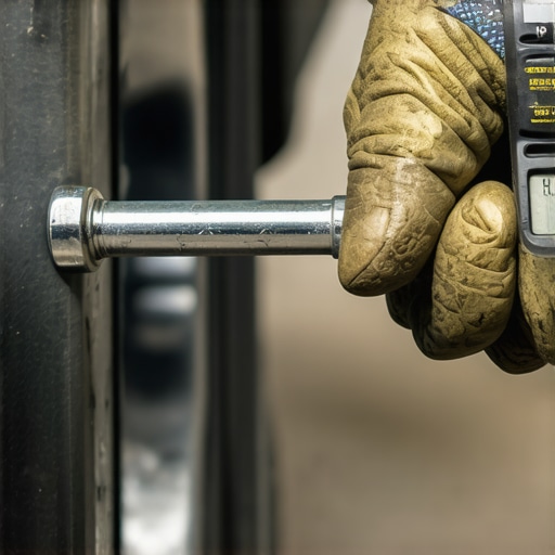 Using a torque wrench for engine maintenance Mechanic tightening an oil drain plug with a torque wrench