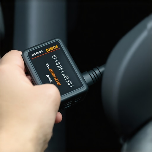 Using an OBD-II scanner for vehicle diagnostics Mechanic plugging a diagnostic tool into a car dashboard port to read engine codes.