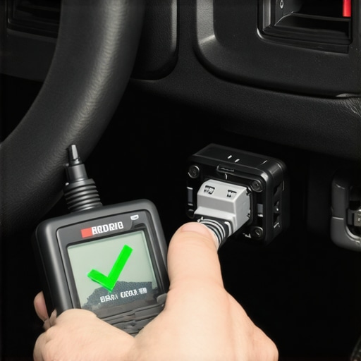 Using an OBD-II scanner for vehicle diagnostics Hands connecting a car diagnostic tool to the OBD-II port under the dashboard.