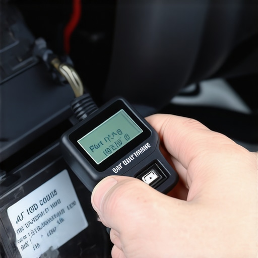 A hand connecting a car diagnostic tool to find transmission gear issues.