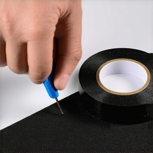 A person using a plastic pry tool and felt tape to silence interior car rattles.