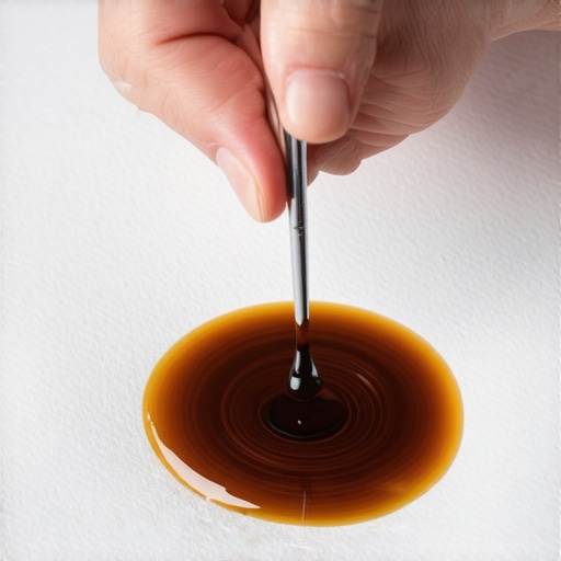 Visualizing Fuel Dilution via the Paper Towel Test A paper towel test showing a dark oil spot with a clear fuel ring spreading outward.